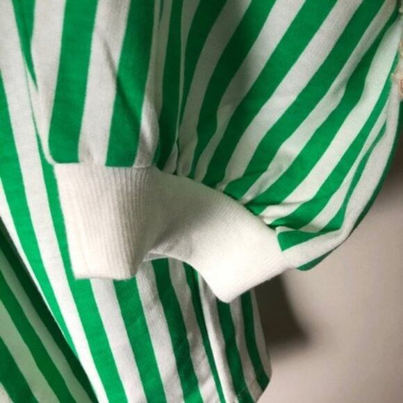 ZARA Womens Long Sleeve Lace Sweatshirt with Green & White Stripe - Picture 3 of 13